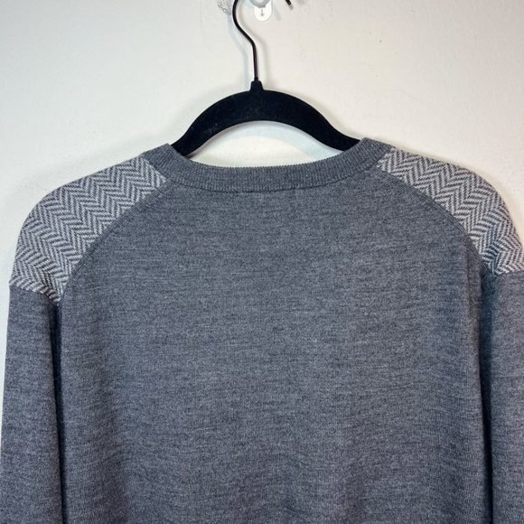 Brooks Brothers Men's Extra Fine Merino Wool Sweater Charcoal Herringbone  Large - Picture 9 of 11